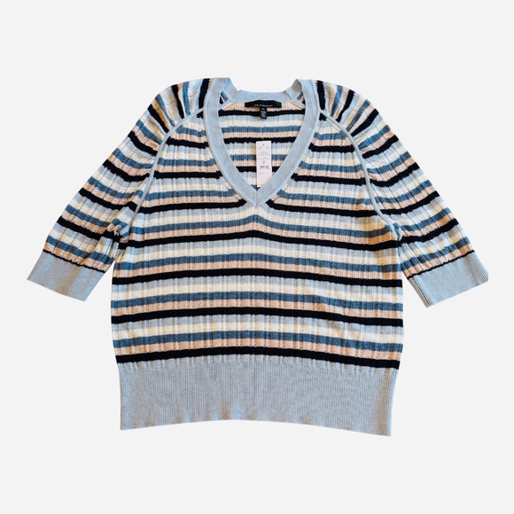 WHBM Cashmere-Blend Elbow-Sleeve Shirred Sweater NWT - Picture 5 of 8